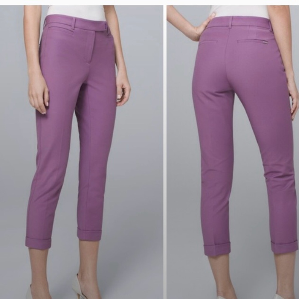 White House Black Market WHBM The Slim Crop Pants Purple EUC 6P😍